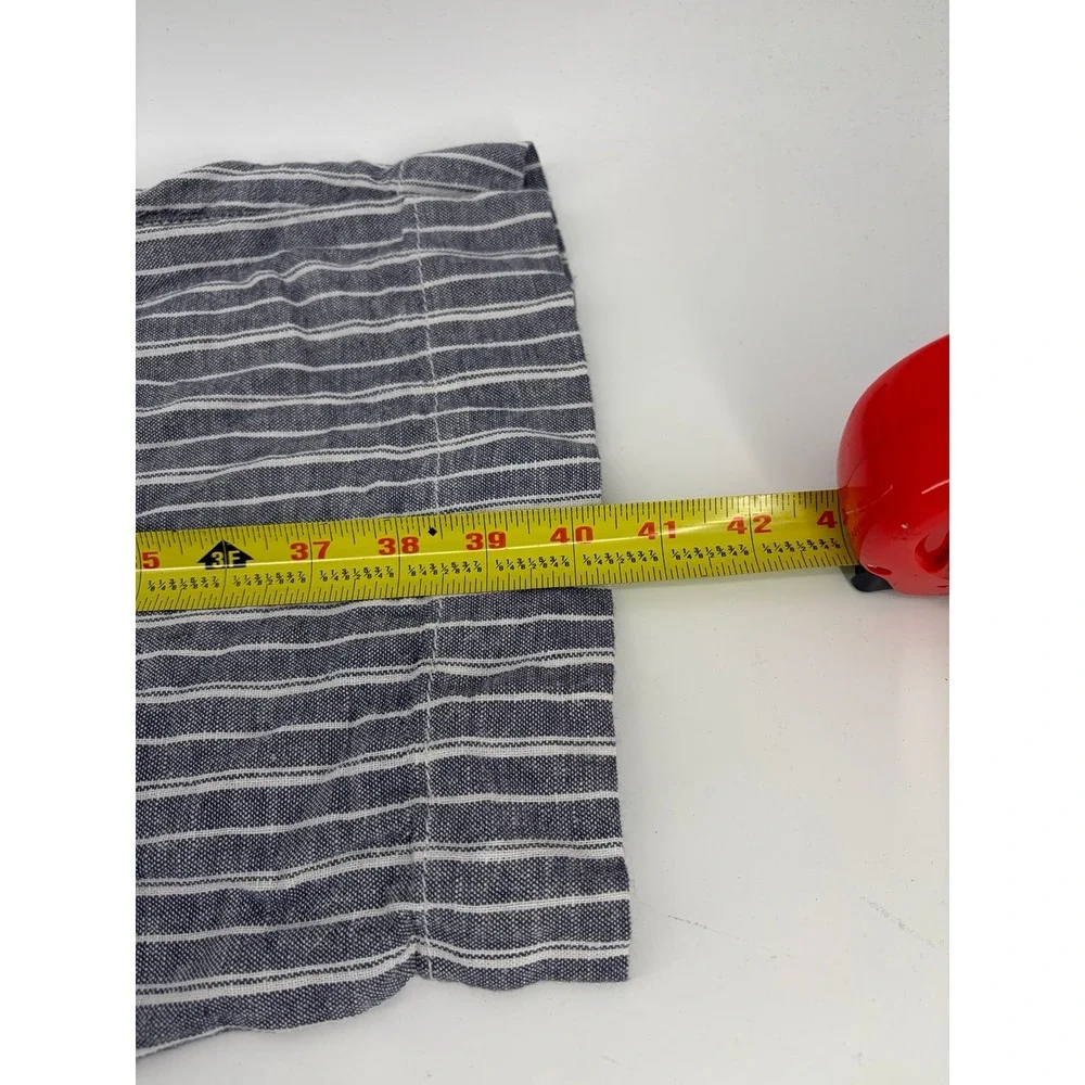 Briggs Linen Pants Grey Striped, Pull On Beach Coastal Summer, Size XL, Pre-Own